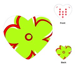 Flower Floral Red Green Playing Cards (heart) 