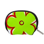 Flower Floral Red Green Accessory Pouches (Small)  Back