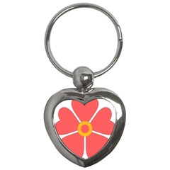 Flower With Heart Shaped Petals Pink Yellow Red Key Chains (heart)  by Alisyart