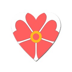 Flower With Heart Shaped Petals Pink Yellow Red Heart Magnet