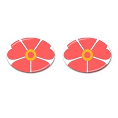 Flower With Heart Shaped Petals Pink Yellow Red Cufflinks (oval)