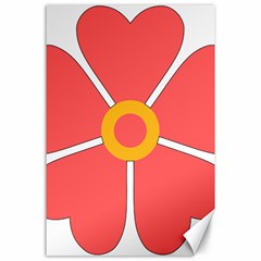 Flower With Heart Shaped Petals Pink Yellow Red Canvas 24  X 36 