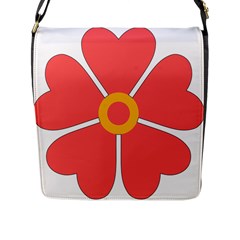 Flower With Heart Shaped Petals Pink Yellow Red Flap Messenger Bag (l) 