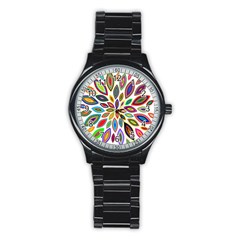 Chromatic Flower Petals Rainbow Stainless Steel Round Watch by Alisyart
