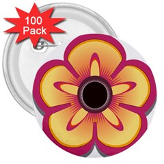 Flower Floral Hole Eye Star 3  Buttons (100 Pack)  by Alisyart