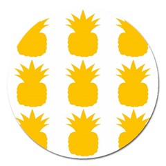 Fruit Pineapple Printable Orange Yellow Magnet 5  (round)