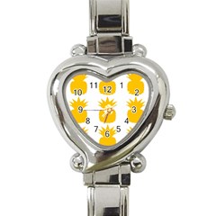 Fruit Pineapple Printable Orange Yellow Heart Italian Charm Watch