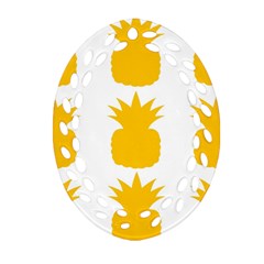 Fruit Pineapple Printable Orange Yellow Oval Filigree Ornament (two Sides)