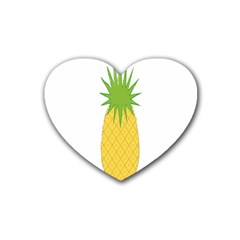 Fruit Pineapple Yellow Green Rubber Coaster (heart) 