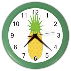 Fruit Pineapple Yellow Green Color Wall Clocks