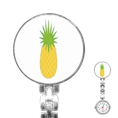 Fruit Pineapple Yellow Green Stainless Steel Nurses Watch by Alisyart