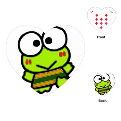 Frog Green Big Eye Face Smile Playing Cards (heart)  by Alisyart