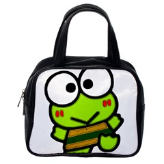 Frog Green Big Eye Face Smile Classic Handbags (one Side) by Alisyart