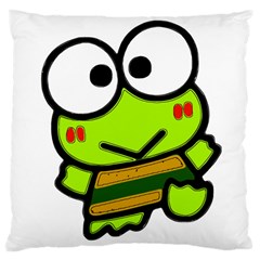 Frog Green Big Eye Face Smile Large Cushion Case (two Sides)