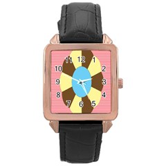 Garage Door Quilts Flower Line Rose Gold Leather Watch  by Alisyart