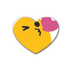 Happy Heart Love Face Emoji Rubber Coaster (Heart) 