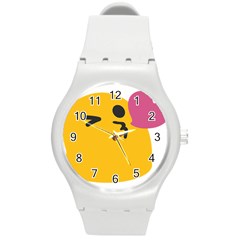 Happy Heart Love Face Emoji Round Plastic Sport Watch (m)