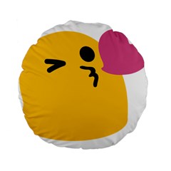 Happy Heart Love Face Emoji Standard 15  Premium Flano Round Cushions