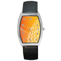 Abstract Orange Background Barrel Style Metal Watch by Simbadda