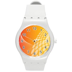 Abstract Orange Background Round Plastic Sport Watch (m) by Simbadda