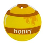 Honet Bee Sweet Yellow Round Ornament (Two Sides) Front