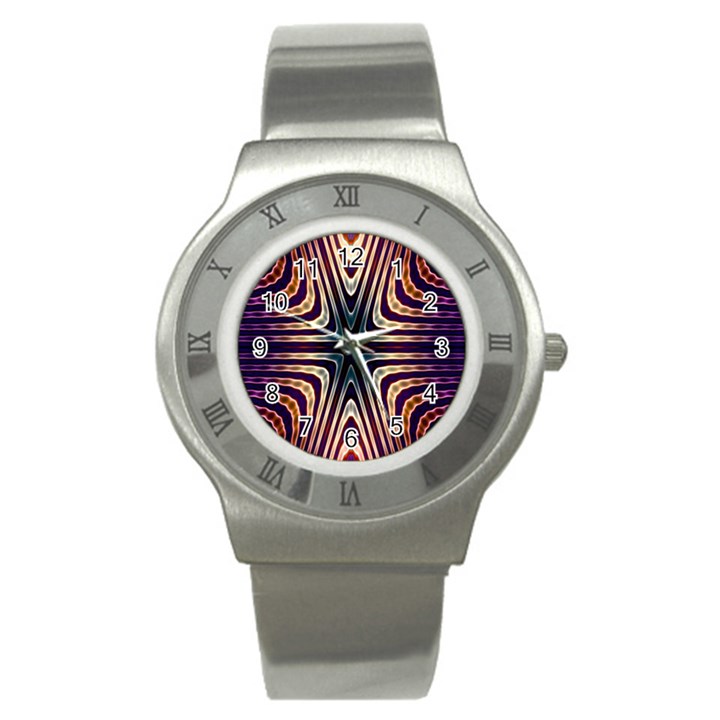 Vibrant Pattern Colorful Seamless Pattern Stainless Steel Watch
