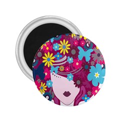 Floral Butterfly Hair Woman 2 25  Magnets