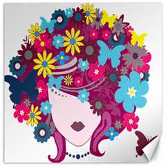 Floral Butterfly Hair Woman Canvas 12  X 12   by Alisyart