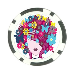 Floral Butterfly Hair Woman Poker Chip Card Guard (10 Pack) by Alisyart