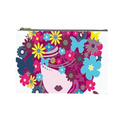 Floral Butterfly Hair Woman Cosmetic Bag (large) 