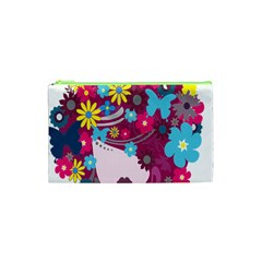 Floral Butterfly Hair Woman Cosmetic Bag (xs)