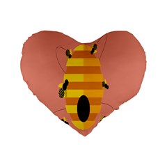 Honeycomb Wasp Standard 16  Premium Flano Heart Shape Cushions by Alisyart