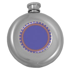 Frame Of Leafs Pattern Background Round Hip Flask (5 Oz)