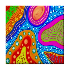 Hand Painted Digital Doodle Abstract Pattern Tile Coasters by Simbadda