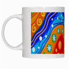 Hand Painted Digital Doodle Abstract Pattern White Mugs by Simbadda