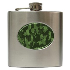 Camouflage Green Army Texture Hip Flask (6 Oz) by Simbadda