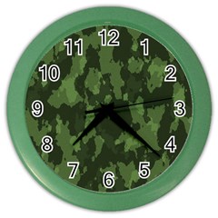 Camouflage Green Army Texture Color Wall Clocks