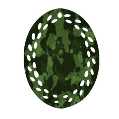 Camouflage Green Army Texture Ornament (oval Filigree) by Simbadda