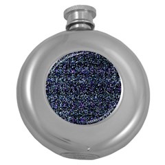 Pixel Colorful And Glowing Pixelated Pattern Round Hip Flask (5 Oz) by Simbadda