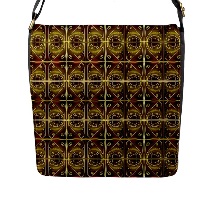 Seamless Symmetry Pattern Flap Messenger Bag (L) 