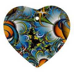 Fractal Background With Abstract Streak Shape Heart Ornament (two Sides) by Simbadda