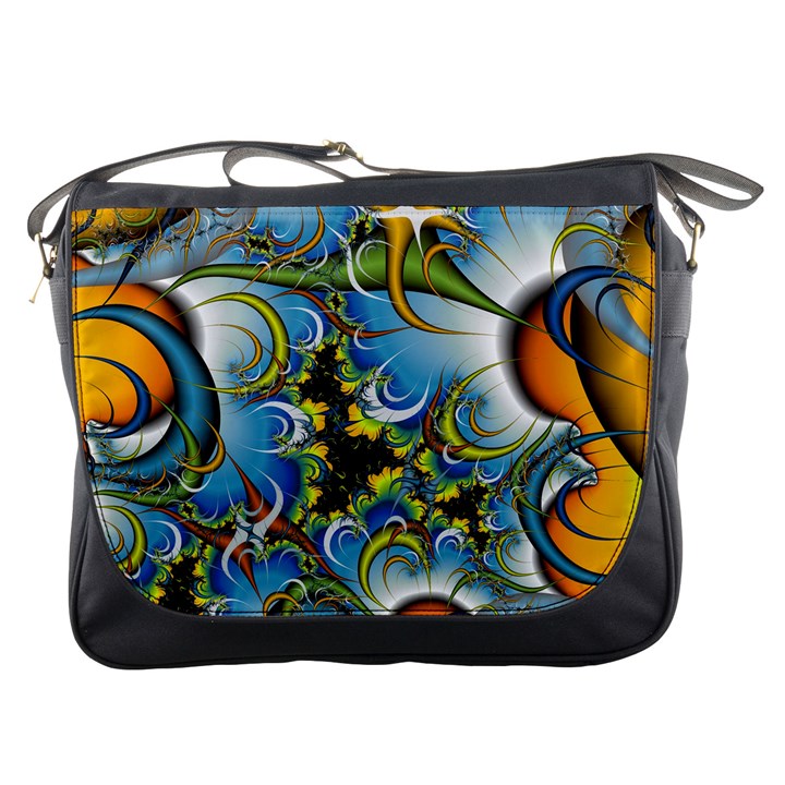Fractal Background With Abstract Streak Shape Messenger Bags