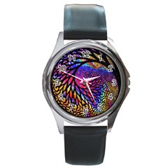 3d Fractal Mandelbulb Round Metal Watch