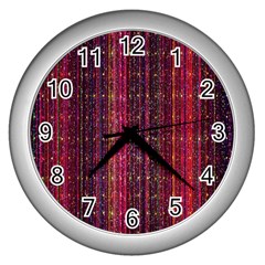 Colorful And Glowing Pixelated Pixel Pattern Wall Clocks (silver) 