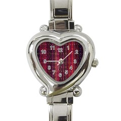 Colorful And Glowing Pixelated Pixel Pattern Heart Italian Charm Watch by Simbadda