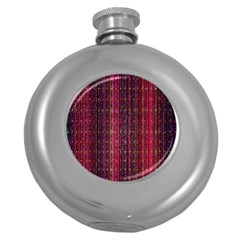 Colorful And Glowing Pixelated Pixel Pattern Round Hip Flask (5 Oz)