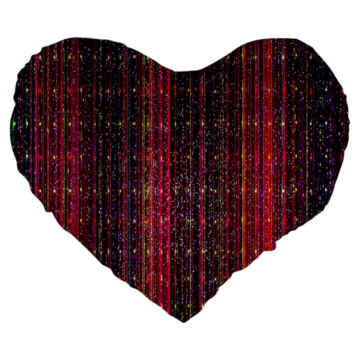 Colorful And Glowing Pixelated Pixel Pattern Large 19  Premium Flano Heart Shape Cushions