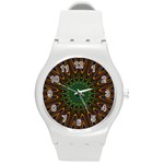 Vibrant Colorful Abstract Pattern Seamless Round Plastic Sport Watch (M) Front