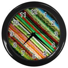 Colorful Stripe Extrude Background Wall Clocks (black) by Simbadda