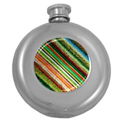 Colorful Stripe Extrude Background Round Hip Flask (5 Oz)